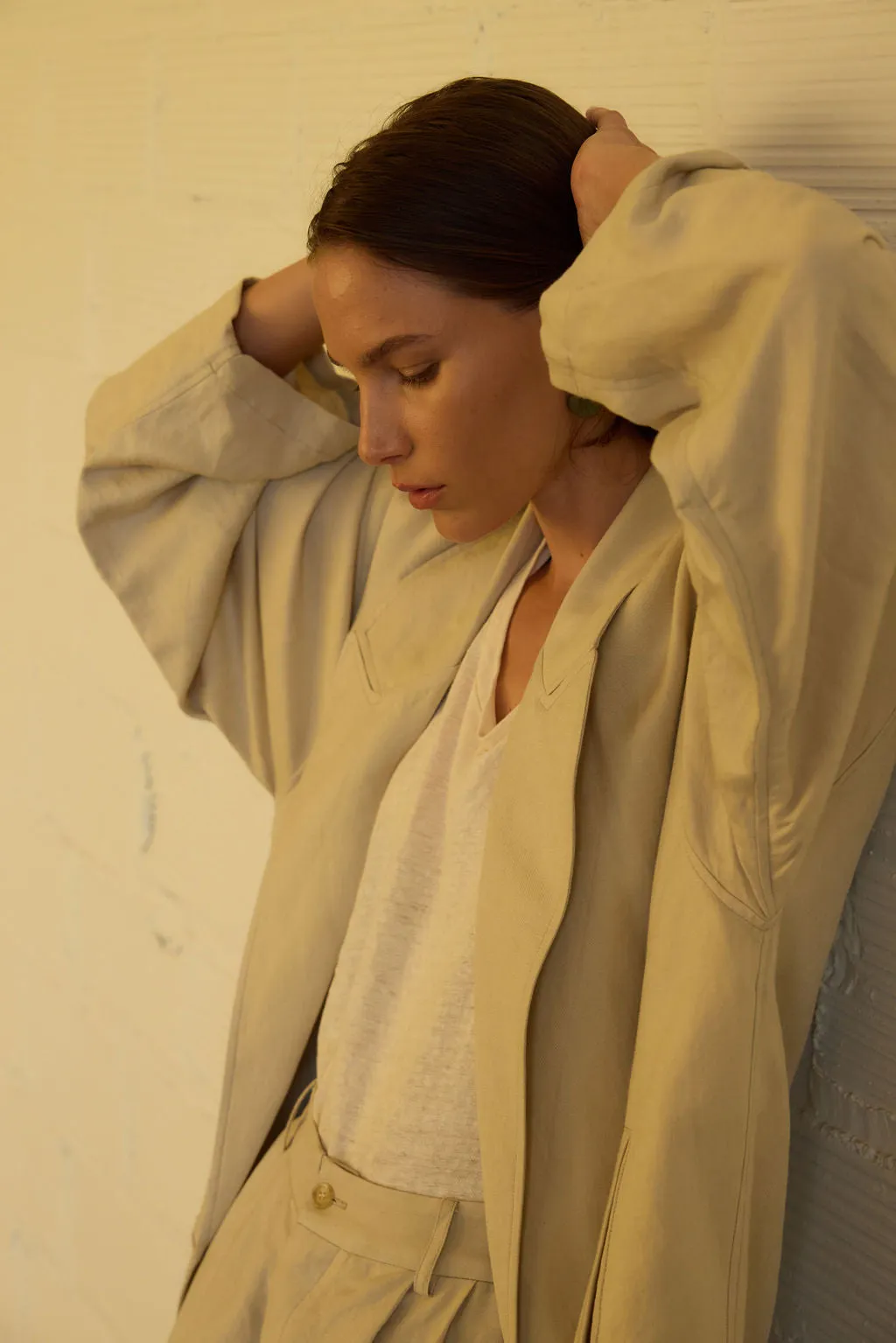 The Linen Baggy Trench Coat in Stone sold by Jamie Haller product image thumbnail 5