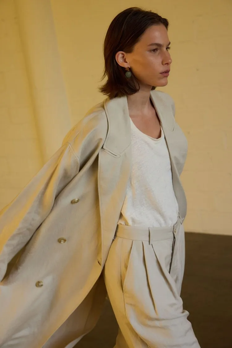 The Linen Baggy Trench Coat in Stone sold by Jamie Haller product image thumbnail 2