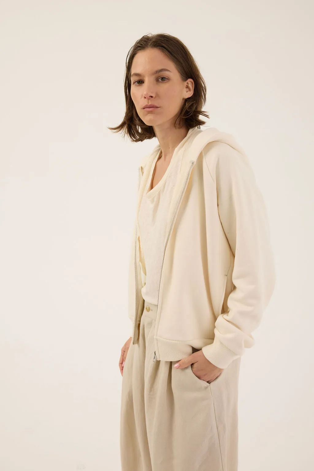 The Bird Hoodie in Ecru sold by Jamie Haller