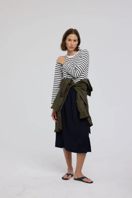 The Capital Tee in White Black Stripe made by Jamie Haller