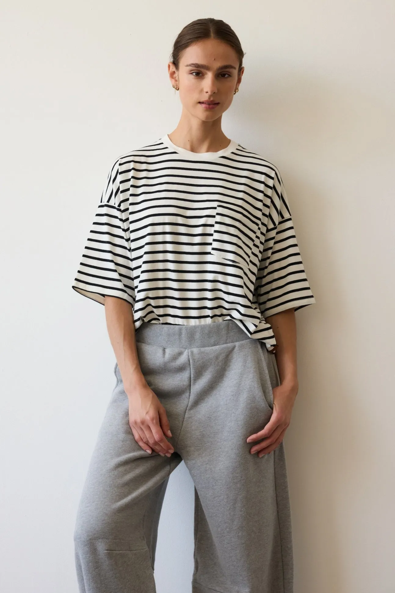 The Boxy Tee in White Black Stripe sold by Jamie Haller product image thumbnail 3