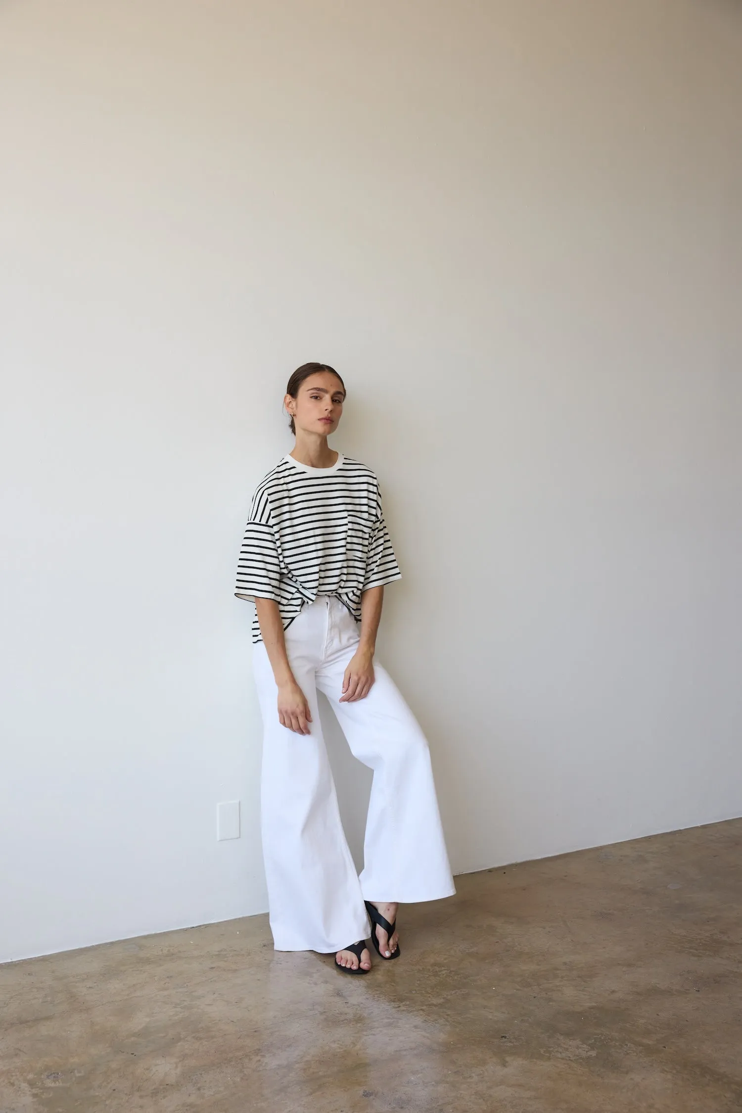 The Boxy Tee in White Black Stripe sold by Jamie Haller product image thumbnail 2