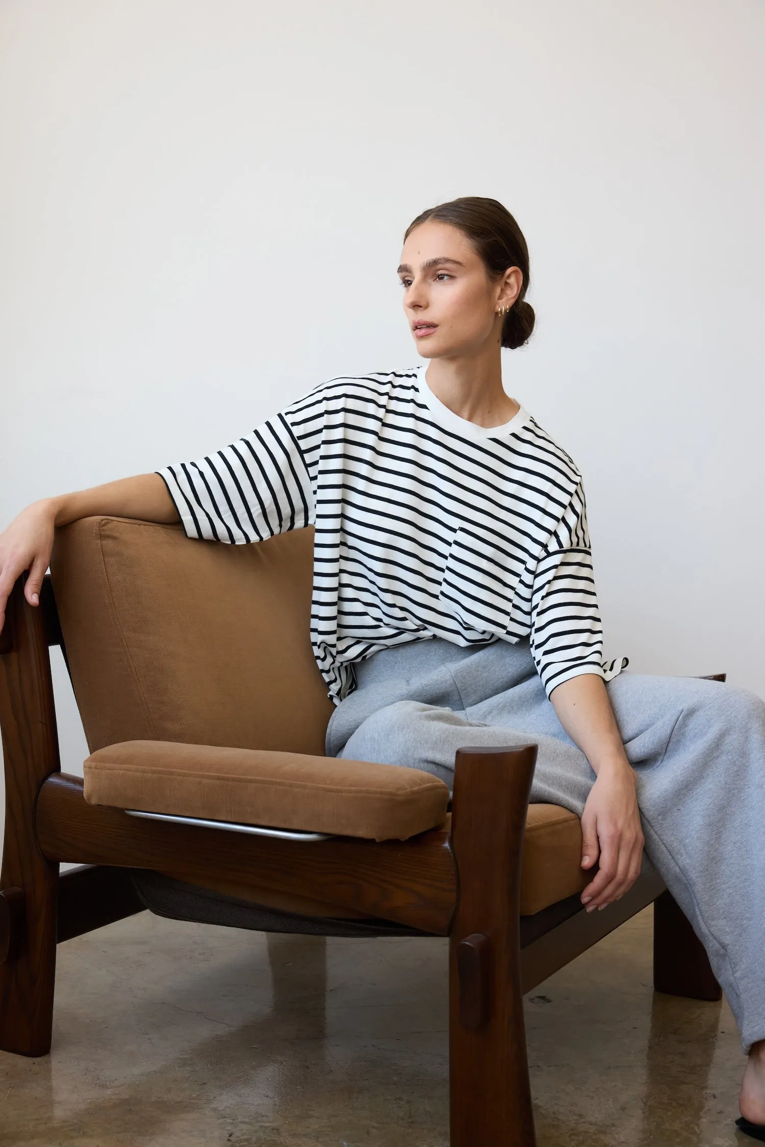 The Boxy Tee in White Black Stripe sold by Jamie Haller product image thumbnail 4