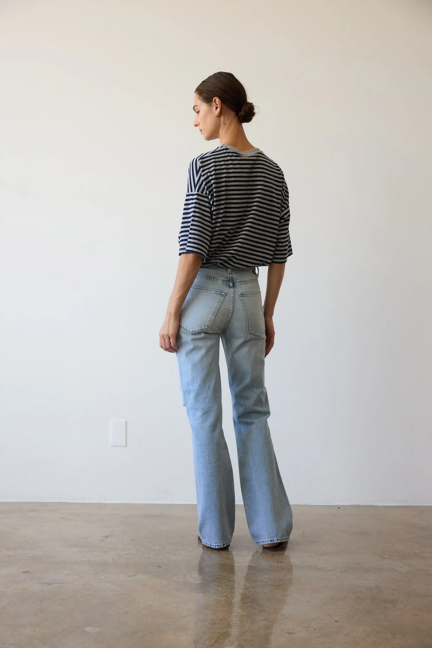 The Boxy Tee in Navy Heather Stripe sold by Jamie Haller product image thumbnail 4