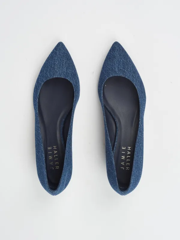 The Kitty Point Heel in Denim made by Jamie Haller