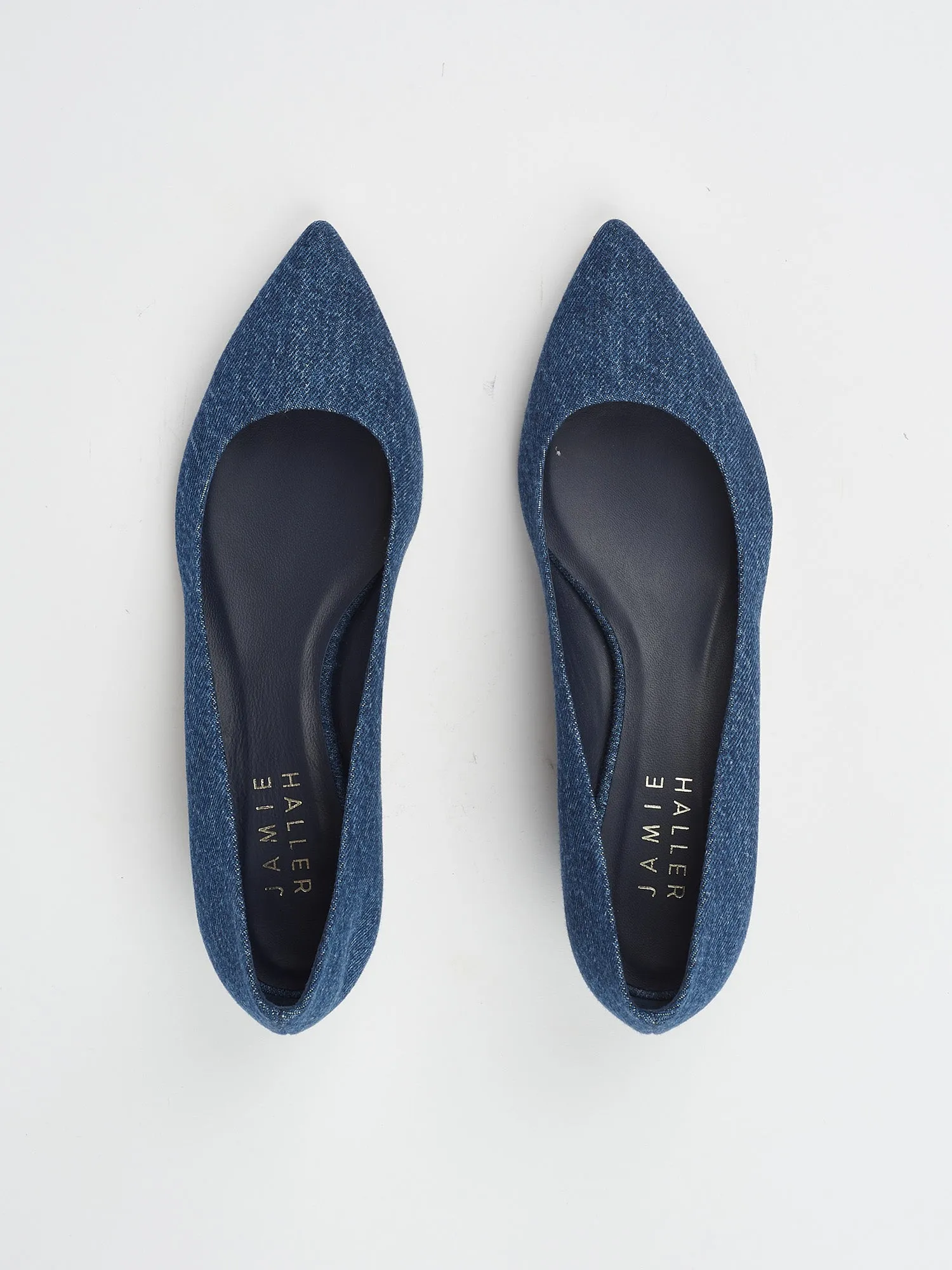 The Kitty Point Heel in Denim sold by Jamie Haller