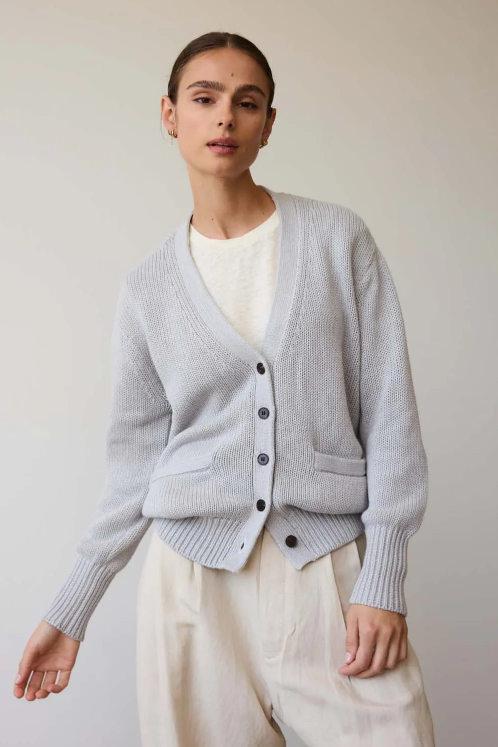 The Welt Pocket Cardigan in Heather sold by Jamie Haller product image thumbnail 2