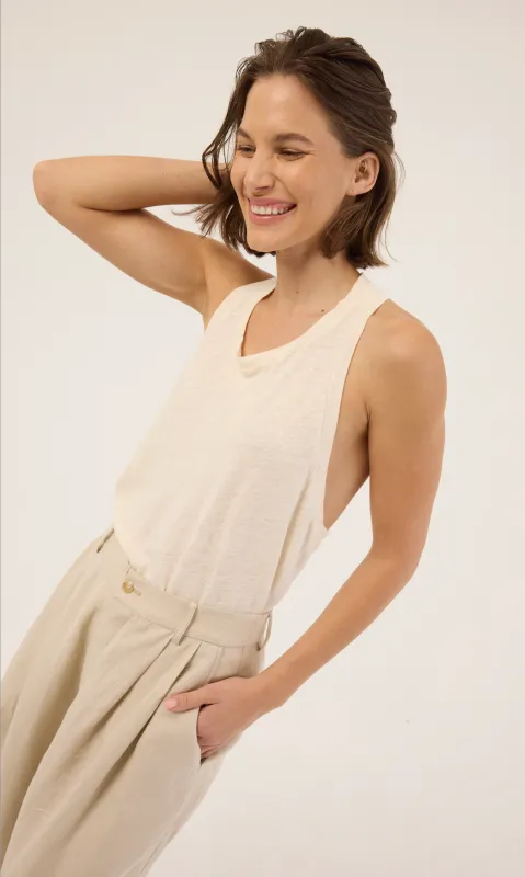 The Racerback Linen in Ecru sold by Jamie Haller