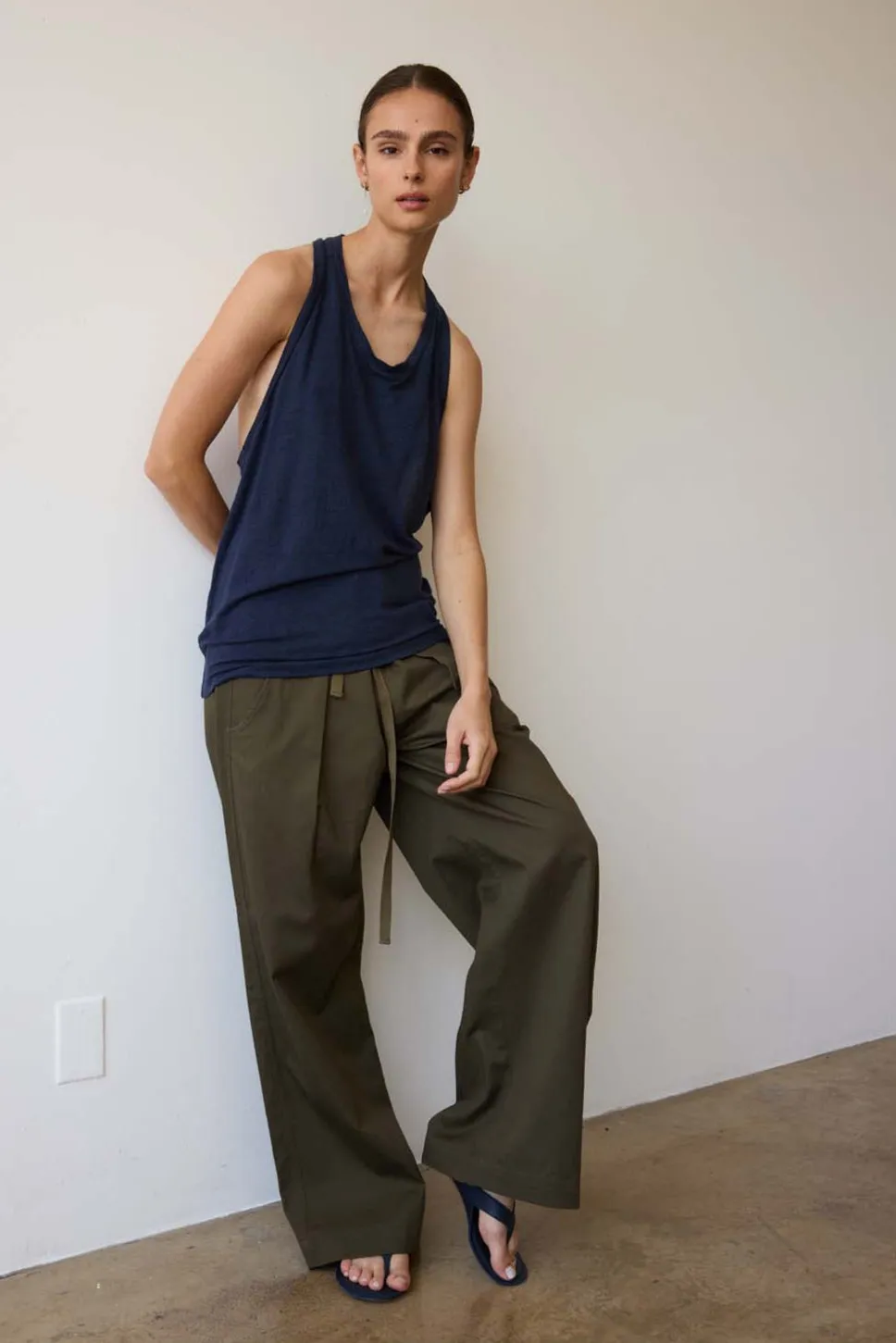 The Racerback Linen in Navy sold by Jamie Haller