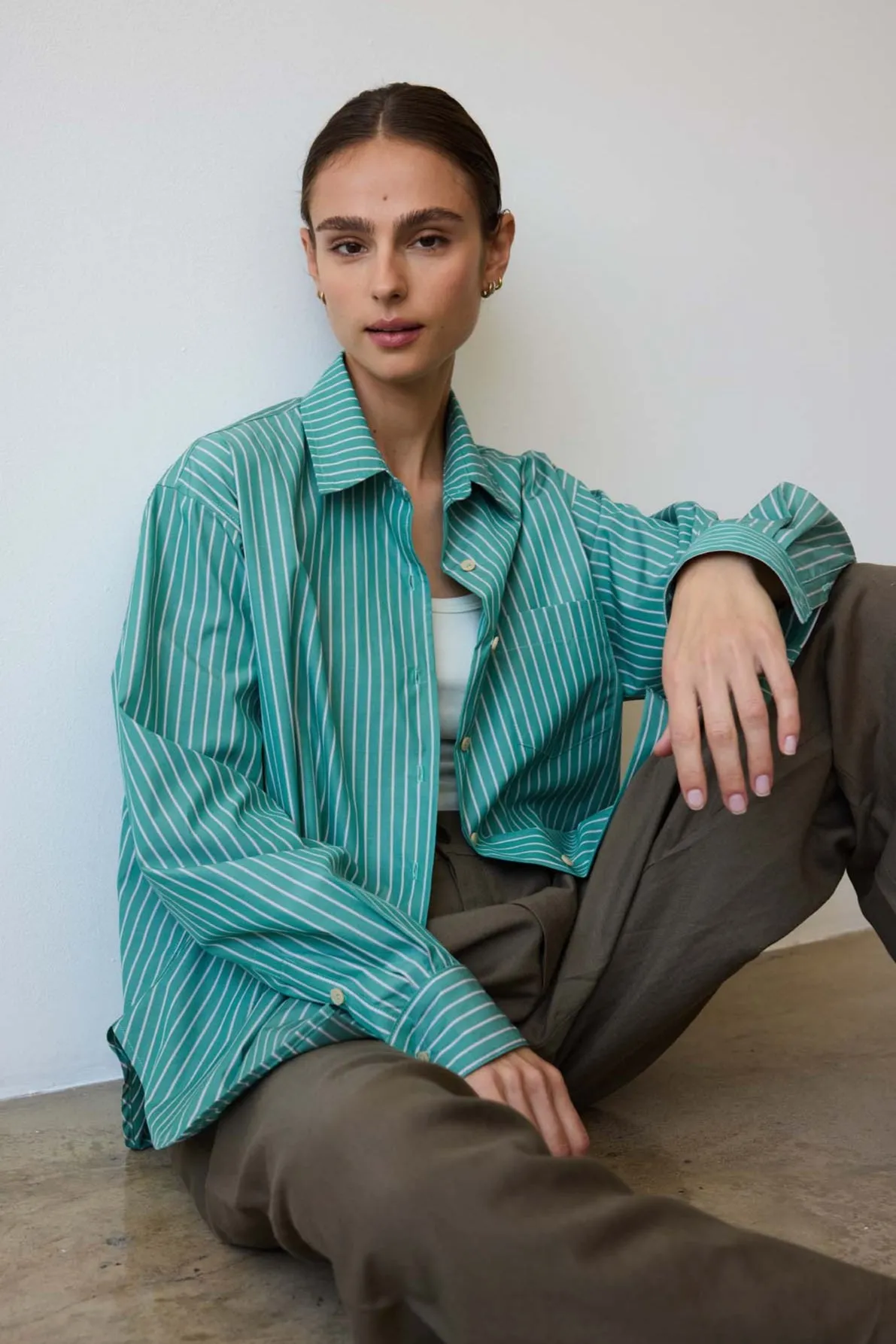 The Weekend Shirt in Kelly Stripe sold by Jamie Haller product image thumbnail 3