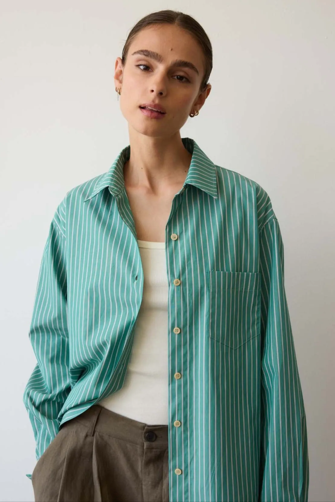 The Weekend Shirt in Kelly Stripe sold by Jamie Haller
