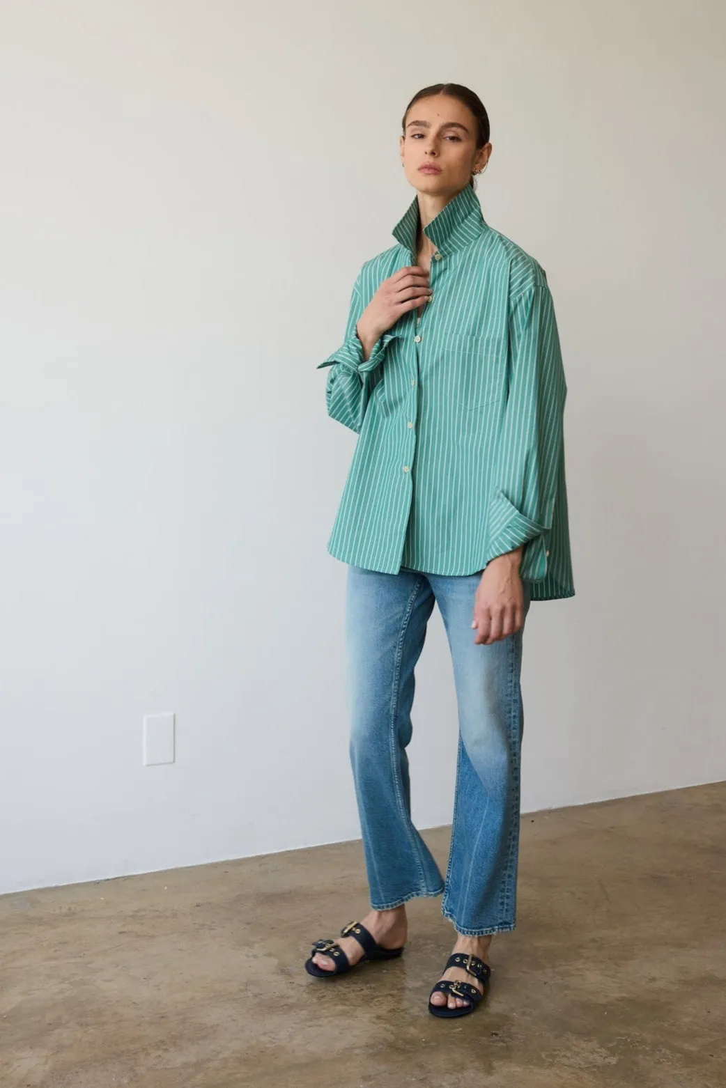 The Weekend Shirt in Kelly Stripe sold by Jamie Haller product image thumbnail 2