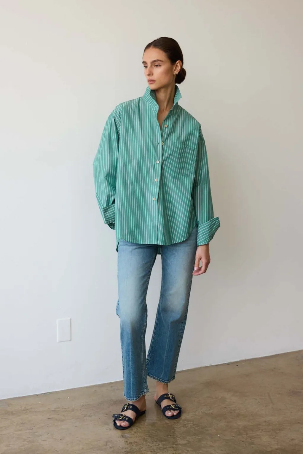 The Weekend Shirt in Kelly Stripe sold by Jamie Haller product image thumbnail 4