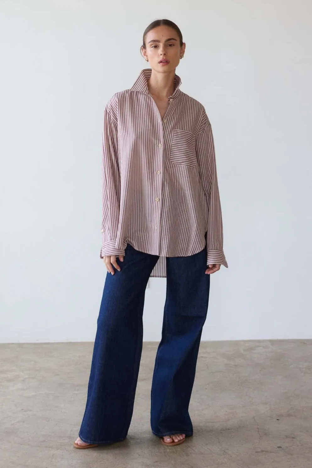 The Stripe Essential Shirt in Burgundy Natural sold by Jamie Haller product image thumbnail 3