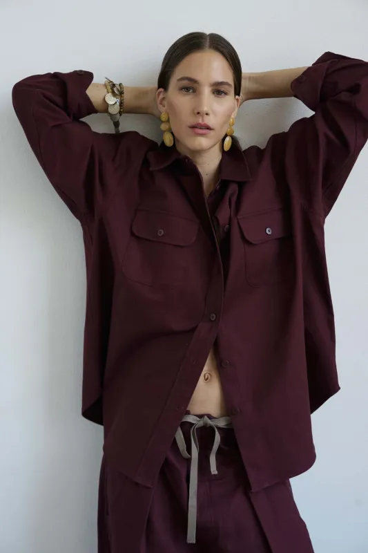 The Big Shirt in Burgundy sold by Jamie Haller