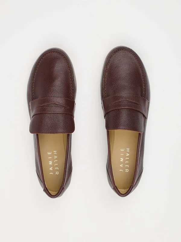 The Unlined Penny Loafer in Bordeaux sold by Jamie Haller
