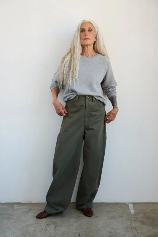 The Baggy Painter Twill in Olive made by Jamie Haller