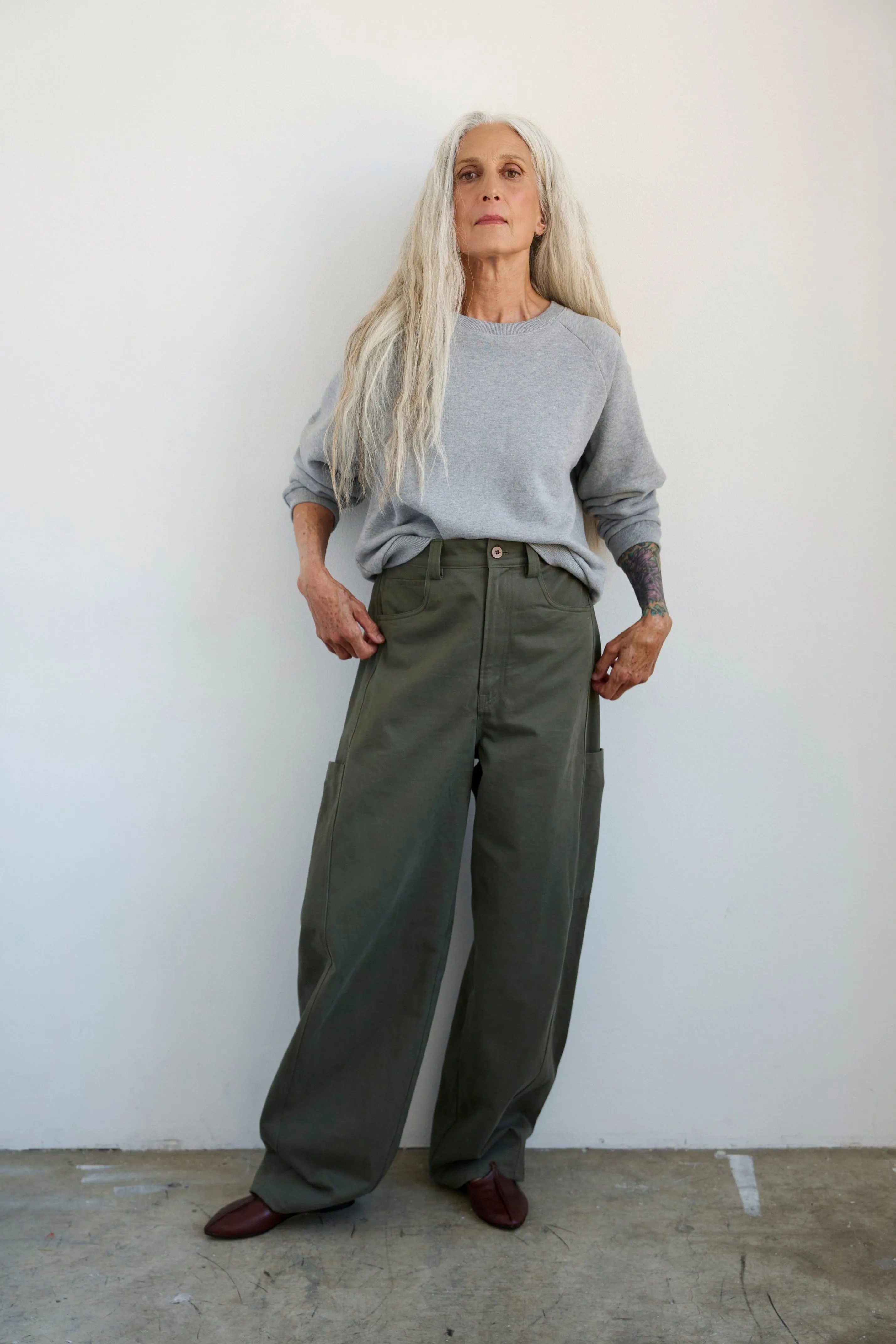 The Baggy Painter Twill in Olive sold by Jamie Haller