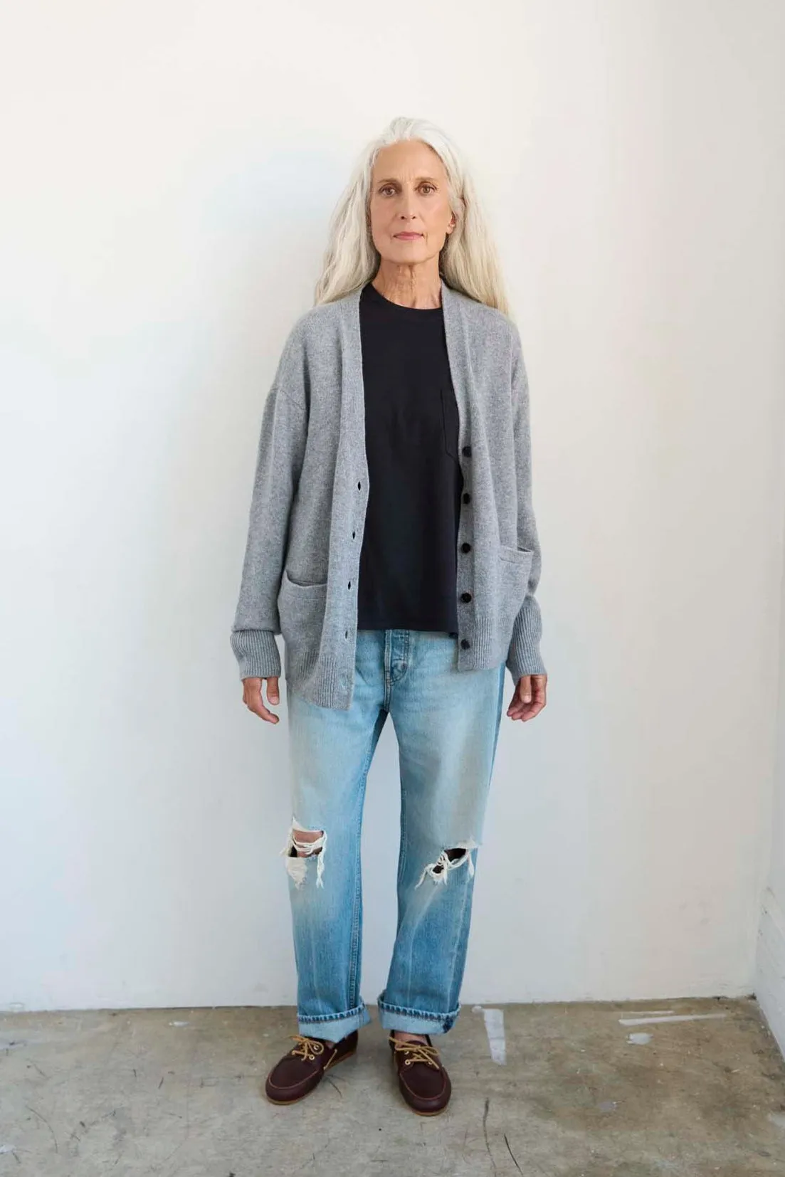 The Welt Pocket Cashmere Cardigan in Light Heather sold by Jamie Haller product image thumbnail 5