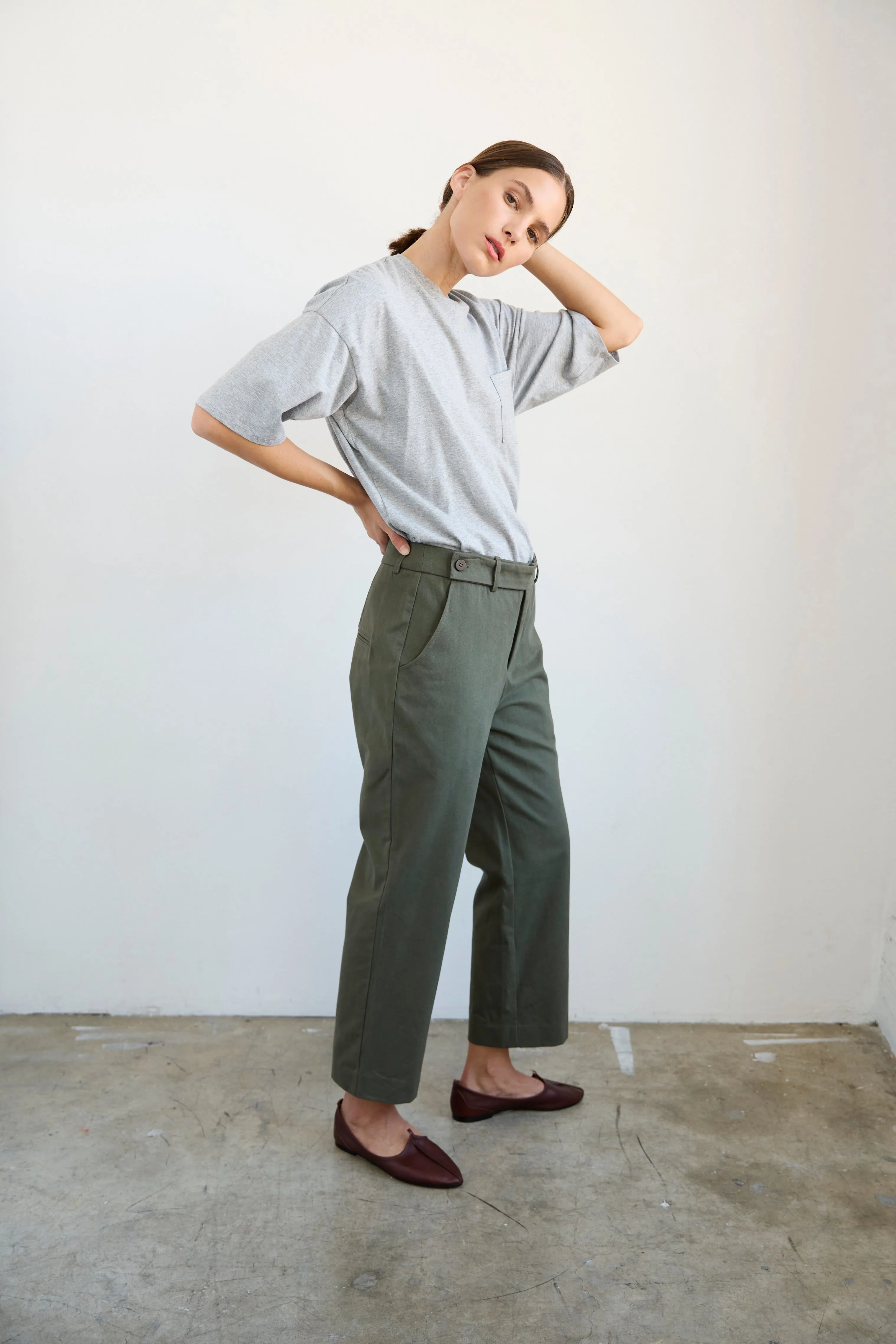 The Waist Tape Trouser in Olive sold by Jamie Haller product image thumbnail 3
