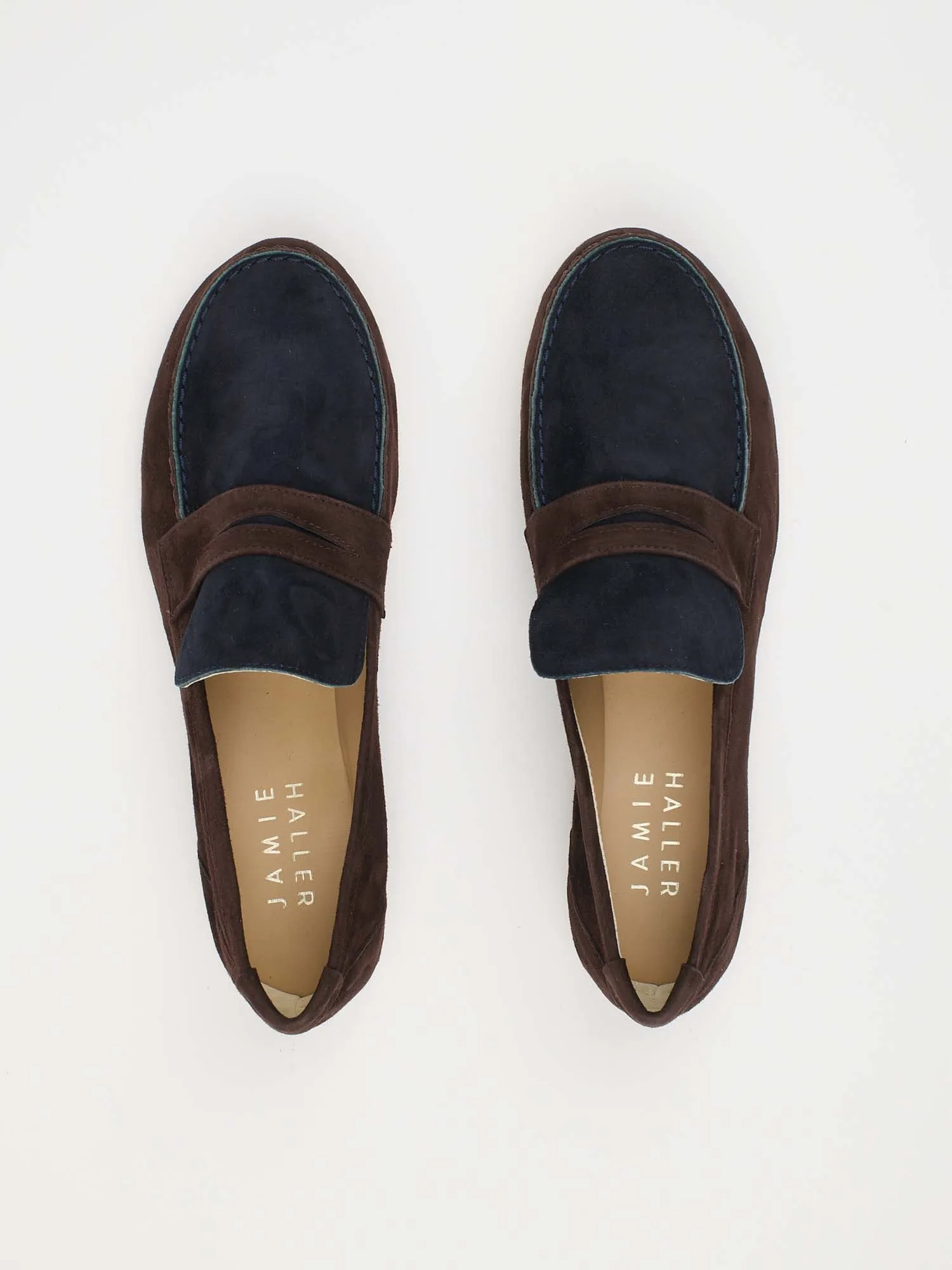 The Penny Loafer in Deep Espresso / Navy sold by Jamie Haller