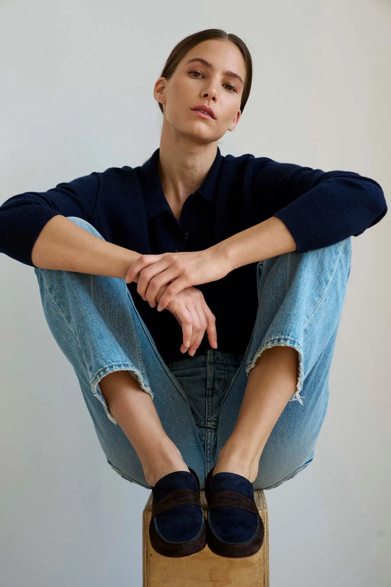 The Penny Loafer in Deep Espresso / Navy sold by Jamie Haller product image thumbnail 4