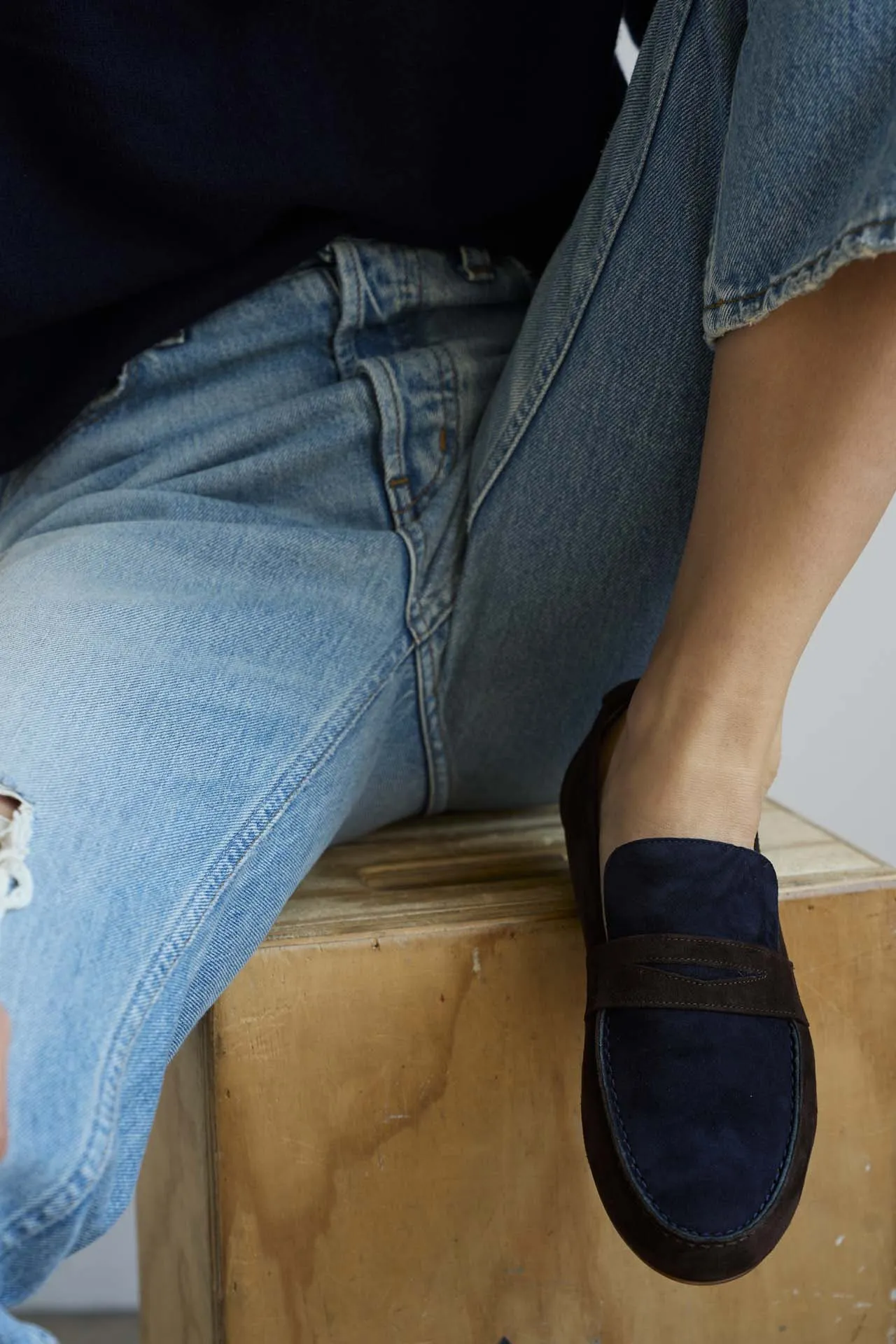 The Penny Loafer in Deep Espresso / Navy sold by Jamie Haller product image thumbnail 5