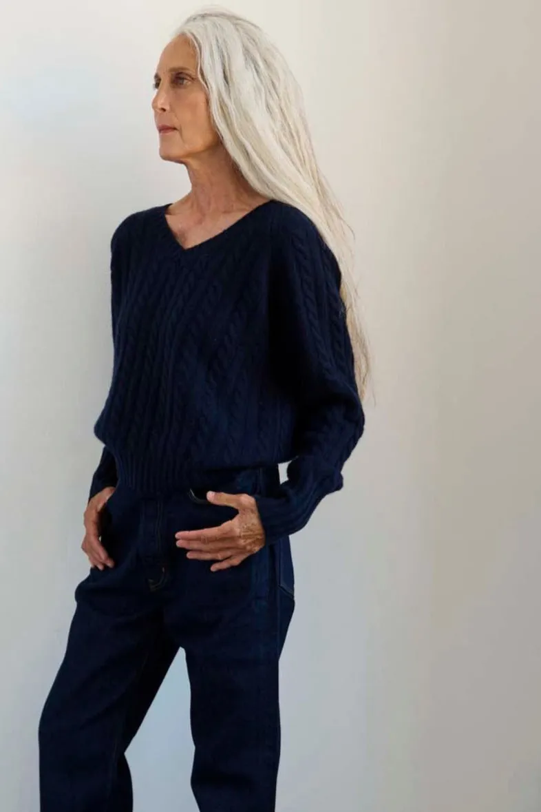 The Cable V Fave in Navy sold by Jamie Haller product image thumbnail 3