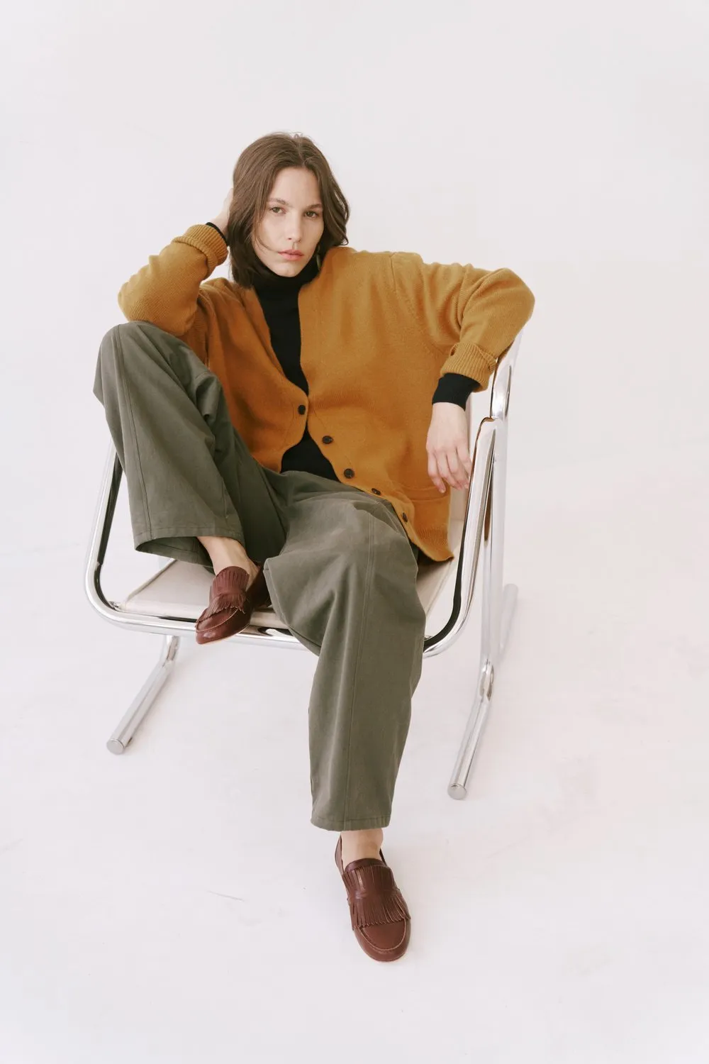 The Welt Pocket Cashmere Cardigan in Gold sold by Jamie Haller product image thumbnail 5