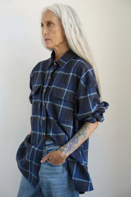 The Big Shirt Flannel in Blues made by Jamie Haller
