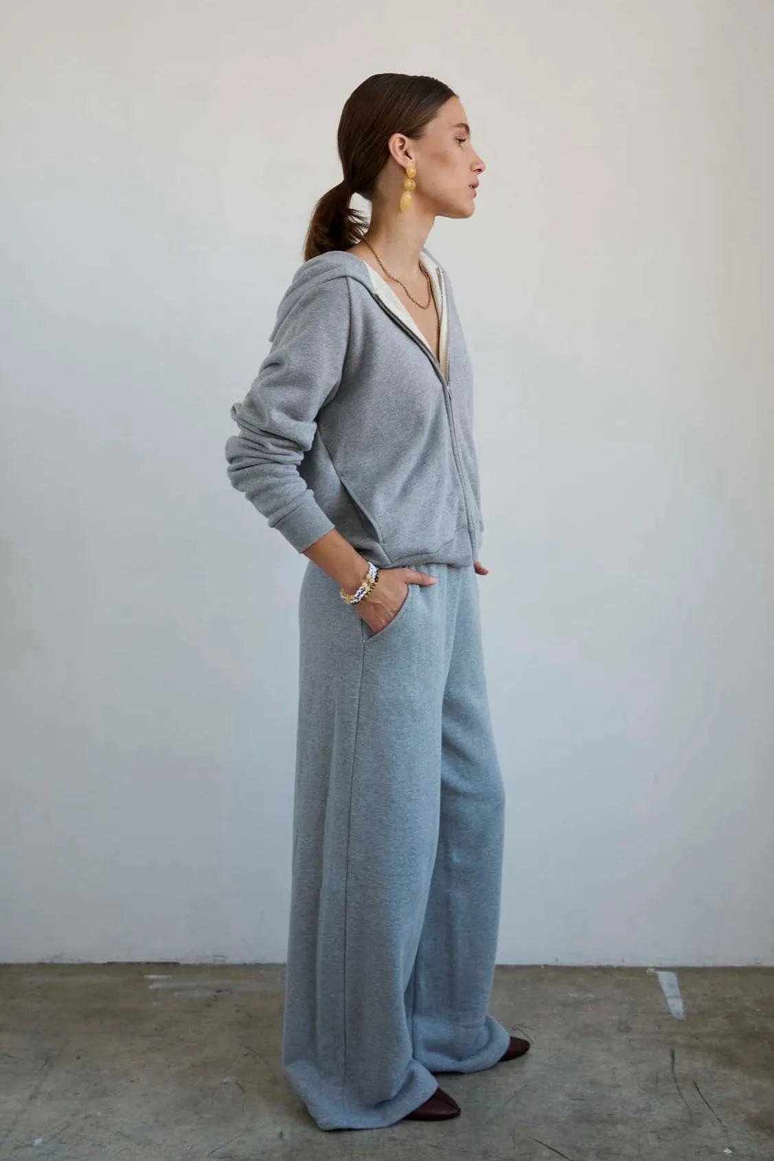 The Wide Leg Terry Trouser in Heather Grey sold by Jamie Haller product image thumbnail 5