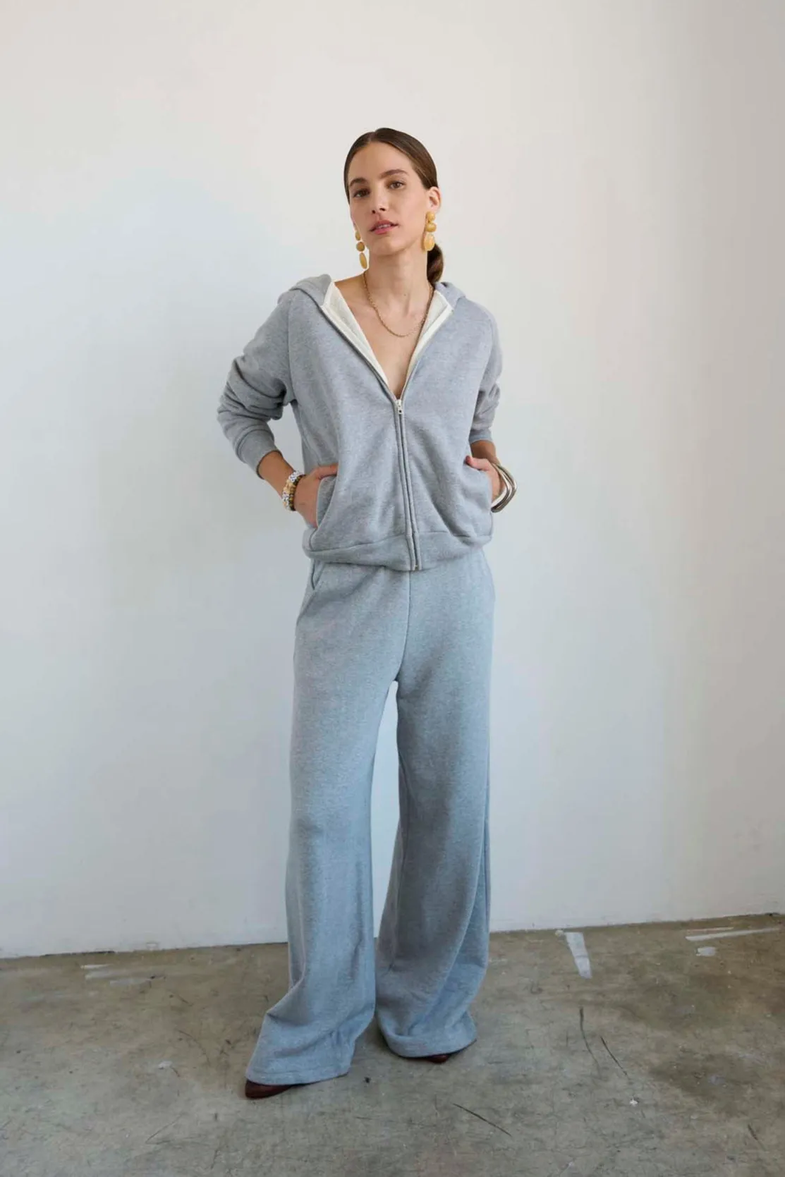 The Wide Leg Terry Trouser in Heather Grey sold by Jamie Haller product image thumbnail 3