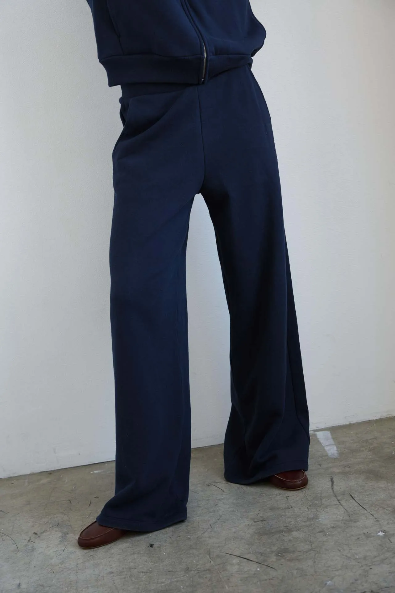 The Wide Leg Terry Trouser in Navy sold by Jamie Haller product image thumbnail 3