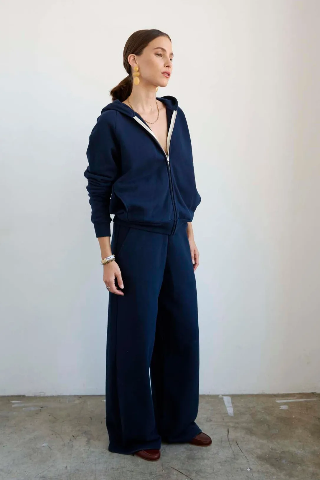 The Wide Leg Terry Trouser in Navy sold by Jamie Haller product image thumbnail 4