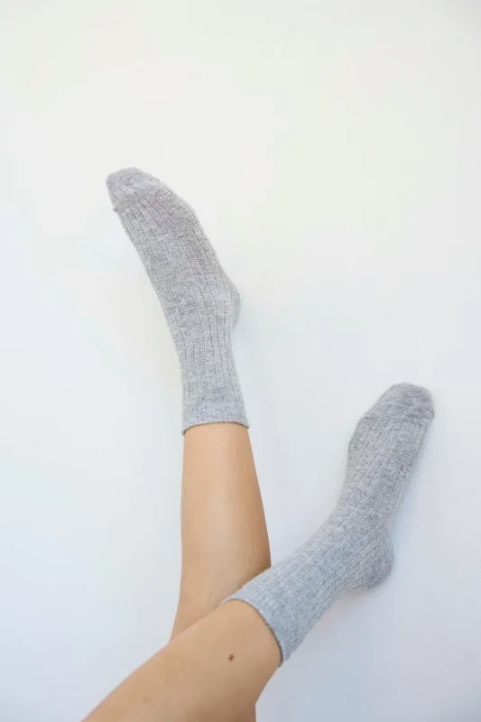 Ribbed Crew Socks in Light Heather sold by Jamie Haller