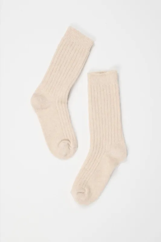 Ribbed Crew Socks in Cream sold by Jamie Haller