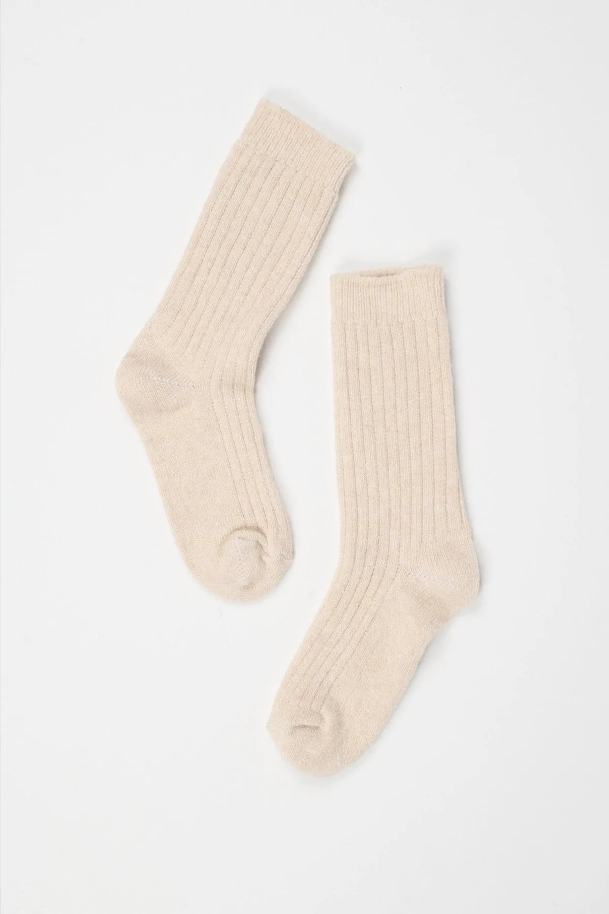 Ribbed Crew Socks in Cream sold by Jamie Haller