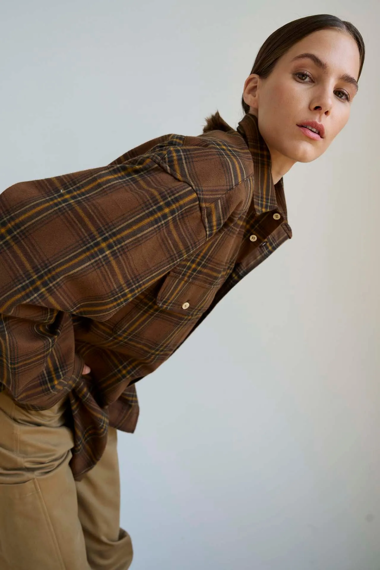 The Big Shirt Flannel in Browns sold by Jamie Haller product image thumbnail 4