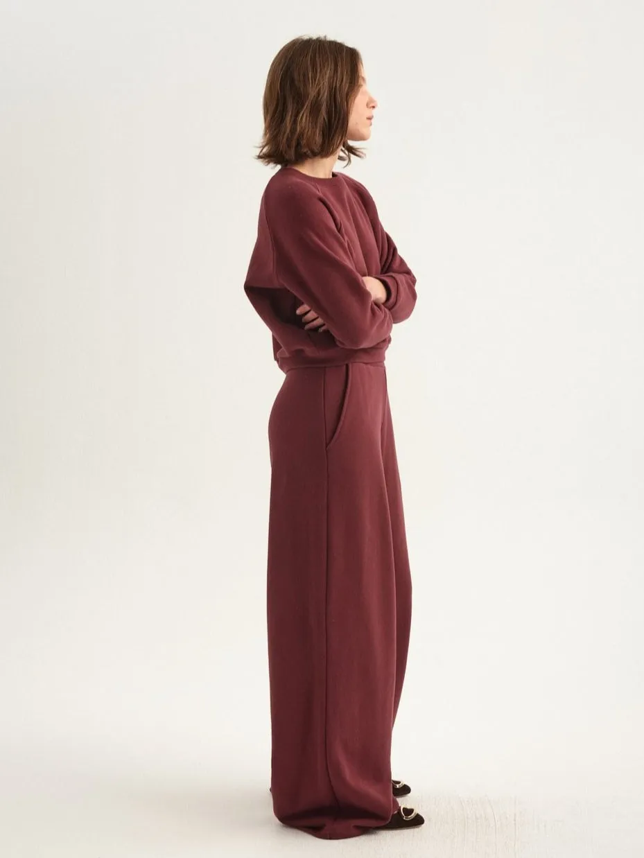 The Wide Leg Terry Trouser in Cherry Cola sold by Jamie Haller product image thumbnail 3