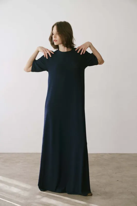 The Goddess Dress in Blue Lame made by Jamie Haller
