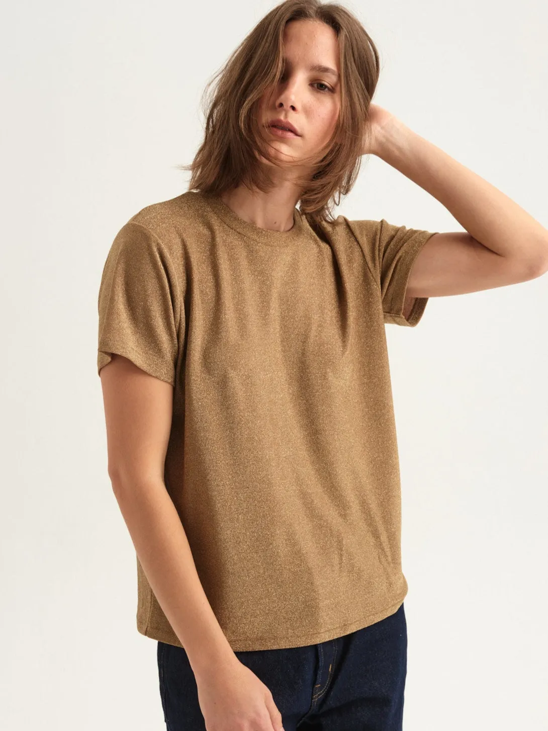 The Chameleon Tee in Gold Lame sold by Jamie Haller product image thumbnail 5