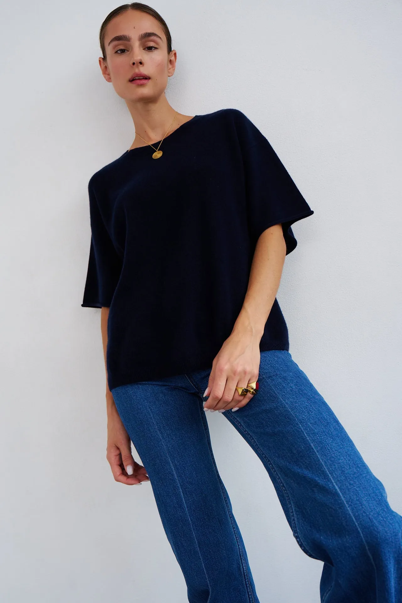 The Cashmere Tee in Navy sold by Jamie Haller