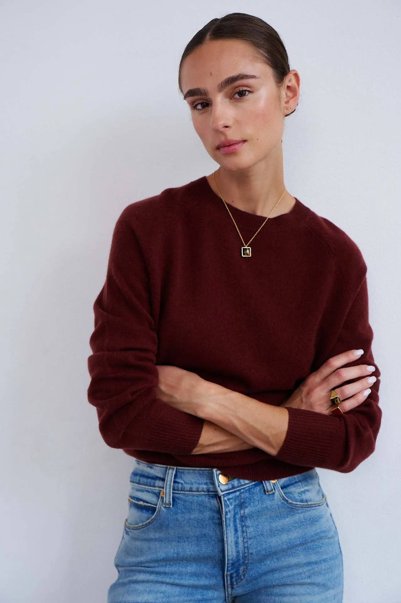 The Cashmere Crew in Raisin sold by Jamie Haller