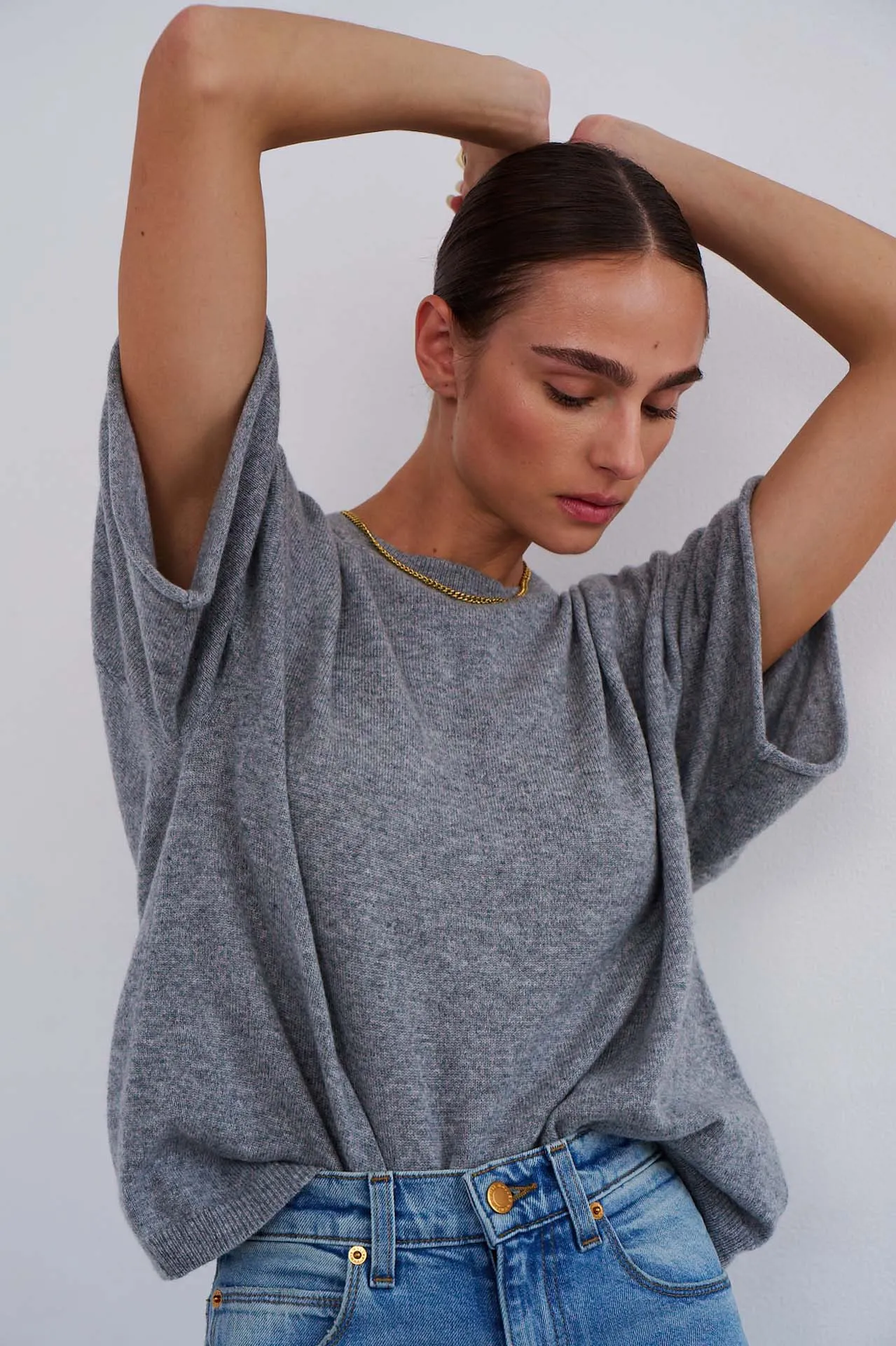The Cashmere Tee in Light Heather sold by Jamie Haller product image thumbnail 2