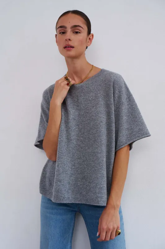 The Cashmere Tee in Light Heather made by Jamie Haller