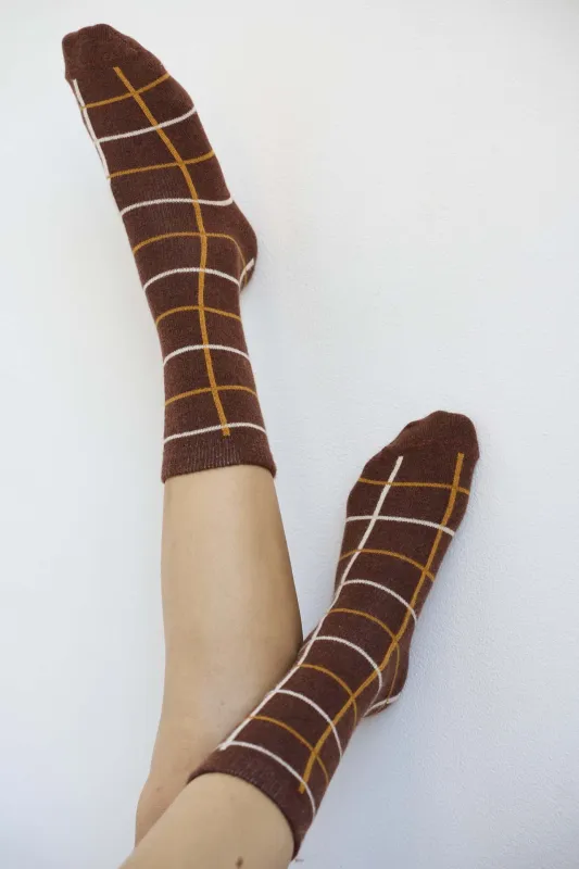Windowpane Crew Socks in Acorn sold by Jamie Haller