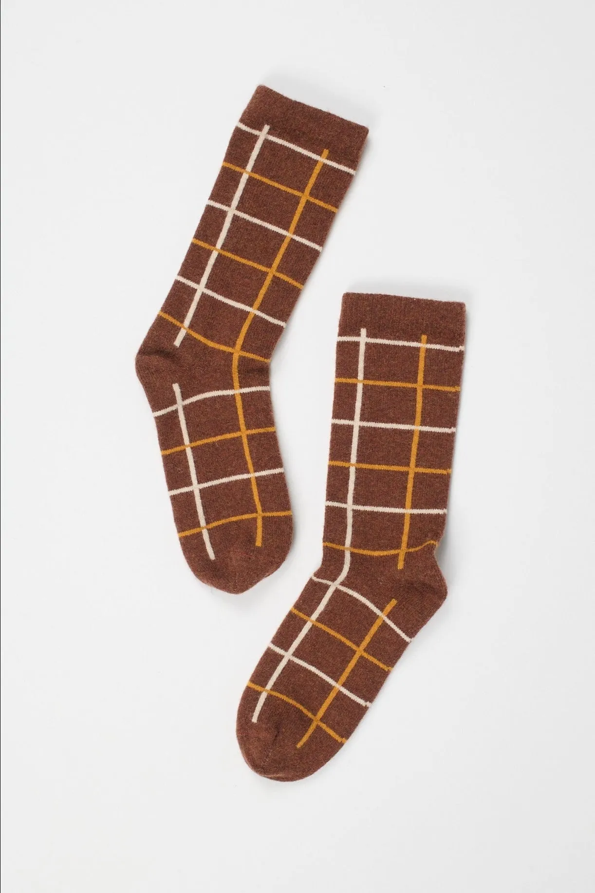 Windowpane Crew Socks in Acorn sold by Jamie Haller product image thumbnail 2