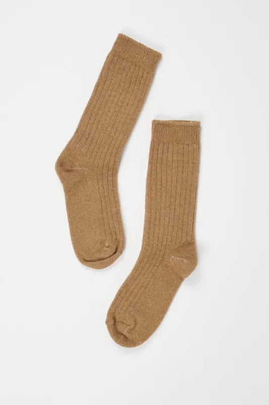 Ribbed Crew Socks in Camel sold by Jamie Haller