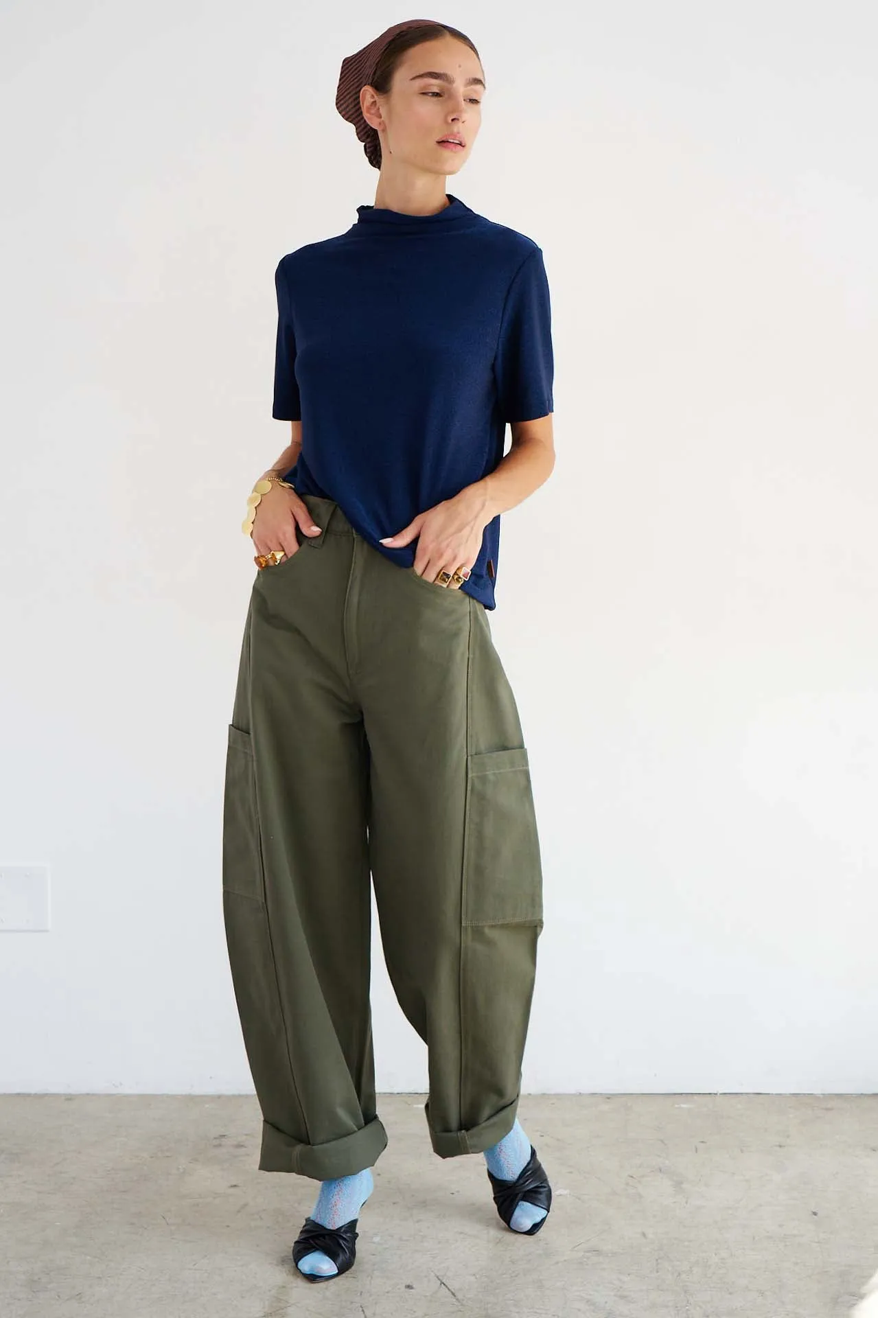 The Cowl Tee in Blue Lame sold by Jamie Haller product image thumbnail 3