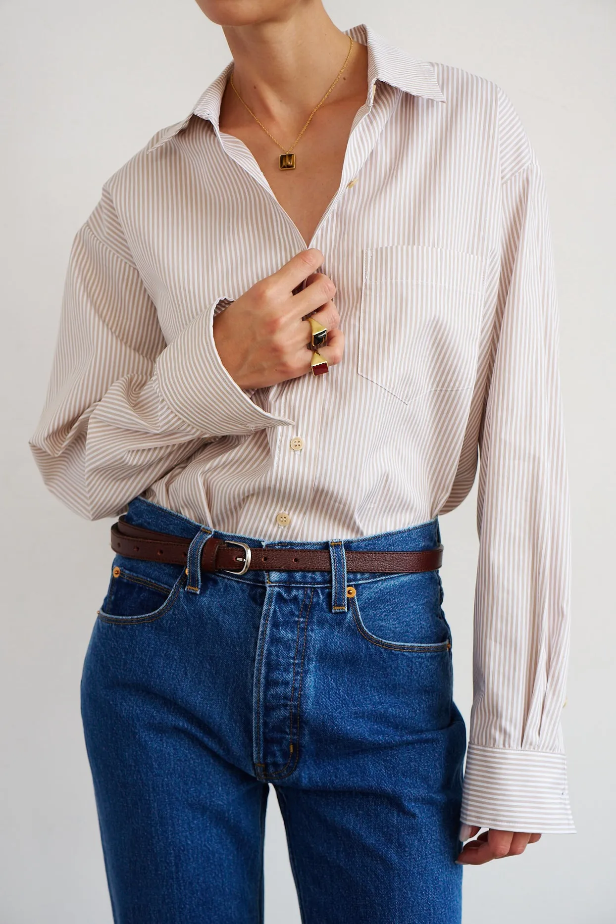 The Weekend Shirt in Tan Stripe sold by Jamie Haller product image thumbnail 2